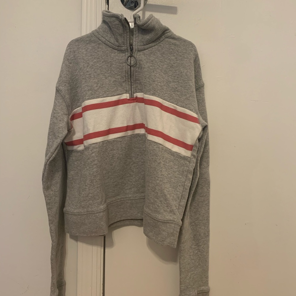 striped quarter zip sweater